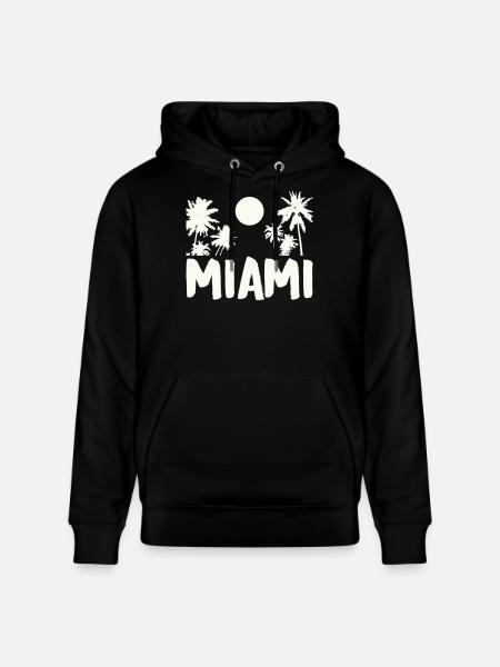 Miami Night Palm Trees - Stanley/Stella CRUISER Unisex Organic Hoodie - black