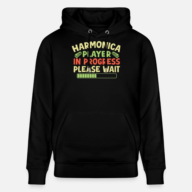 Funny Harmonica Player In Progress Harmonica - Stanley/Stella Unisex Bio-Hoodie CRUISER - Schwarz