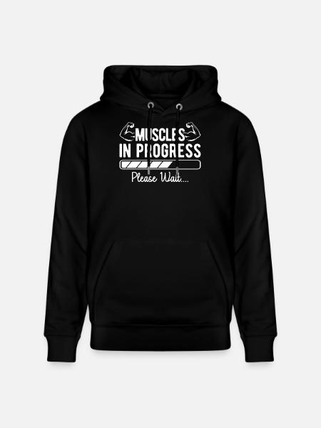 Powerlifting Bodybuilder Muscles In Progress Gym - Stanley/Stella CRUISER Unisex Organic Hoodie - black