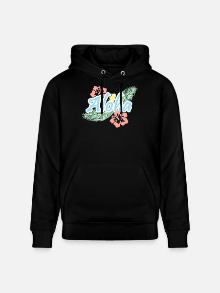 Aloha Tropical Summer Flowers - Stanley/Stella CRUISER Unisex Organic Hoodie - black