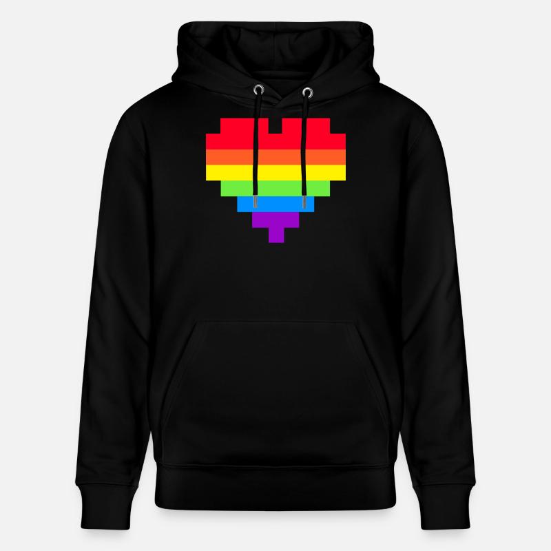 Pixel Herz Regenbogenfahne - Stanley/Stella Unisex Bio-Hoodie CRUISER - Schwarz