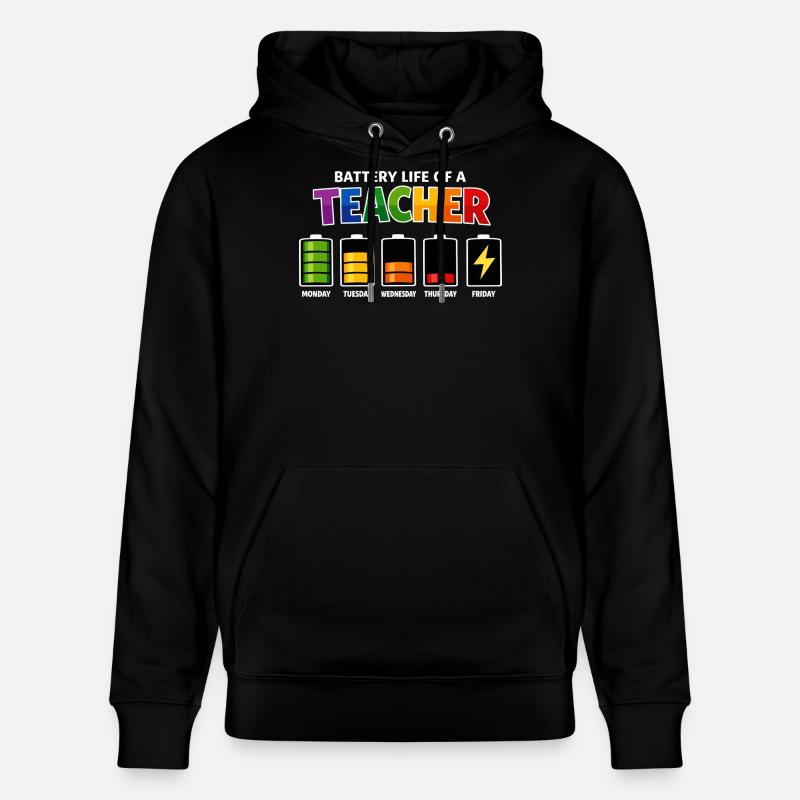 Akkulaufzeit eines Lehrers - Stanley/Stella Unisex Bio-Hoodie CRUISER  - Schwarz