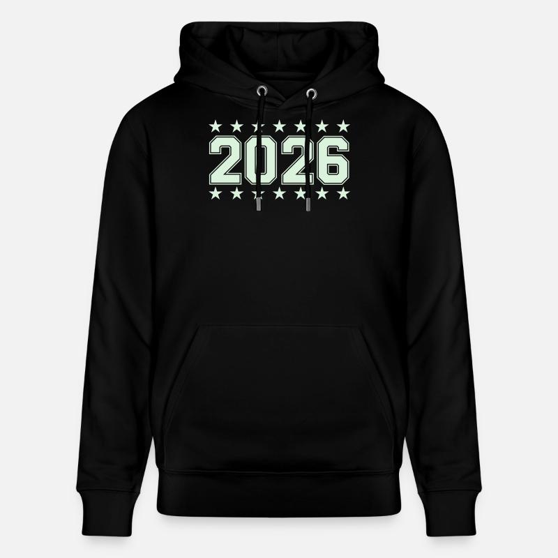 2026 Retro Blockschrift mit Sternen - Stanley/Stella Unisex Bio-Hoodie CRUISER - Schwarz