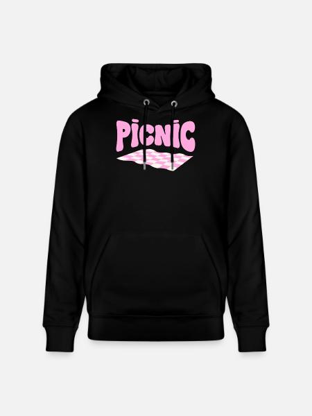 Pink checkerboard pastel picnic - Stanley/Stella CRUISER Unisex Organic Hoodie - black
