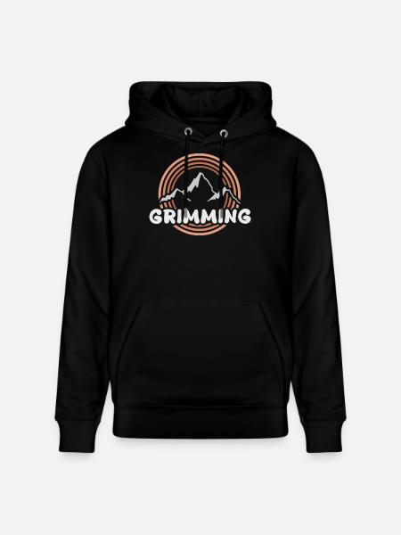 Grimming Mountain Panorama Retro Sunrise - Stanley/Stella CRUISER Unisex Organic Hoodie - black