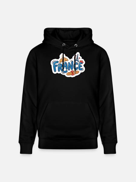 Sticker France Kawaii Croissant Paris - Stanley/Stella CRUISER Unisex Organic Hoodie - black