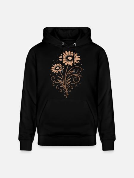 Daisies – Floral Summer Nature Motif - Stanley/Stella CRUISER Unisex Organic Hoodie - black