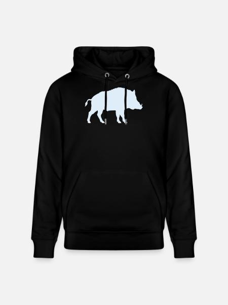 Blue Wild Boar Silhouette - Stanley/Stella CRUISER Unisex Organic Hoodie - black