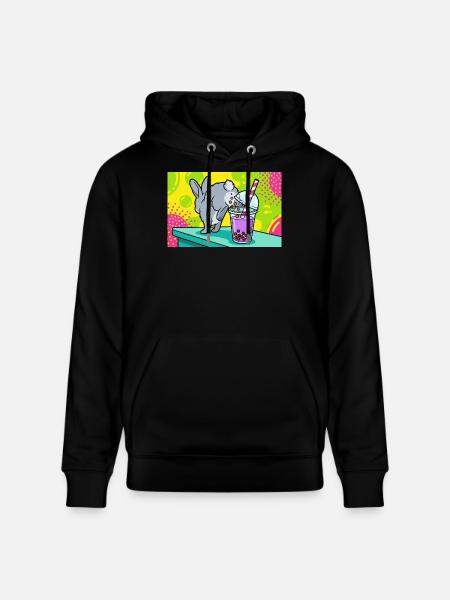 Cute Bunny Funny Boba Bubble Tea - Stanley/Stella CRUISER Unisex Organic Hoodie - black