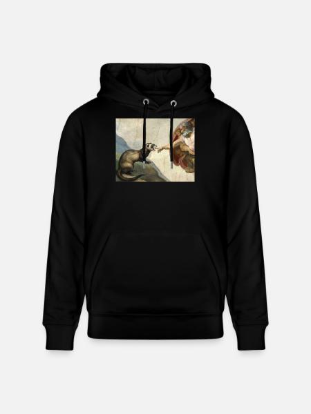 Frettchen Schlägt Gottes Hand Frettchen meme - Stanley/Stella Unisex Bio-Hoodie CRUISER - Schwarz