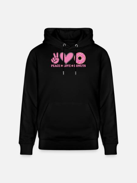Peace Love Donuts - Stanley/Stella CRUISER Unisex Organic Hoodie - black