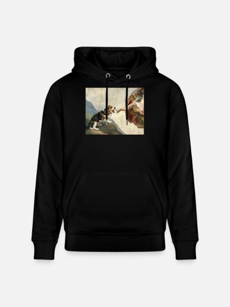 Dog God Hand Beagle Dog meme - Stanley/Stella CRUISER Unisex Organic Hoodie - black