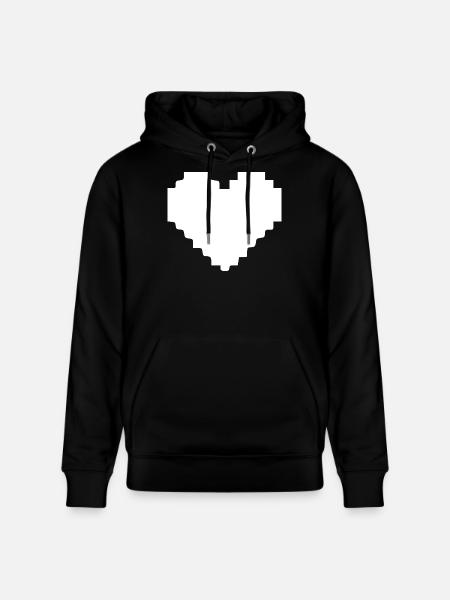 White Heart White Pixel Heart Gift - Stanley/Stella CRUISER Unisex Organic Hoodie - black