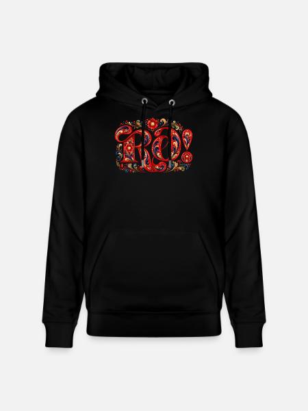RO! Norwegian rose painting - Stanley/Stella CRUISER Unisex Organic Hoodie - black