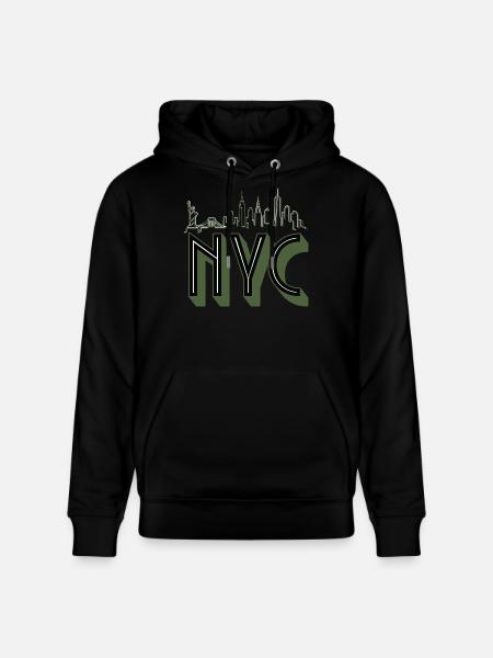 NYC Skyline Silhouette - Stanley/Stella CRUISER Unisex Organic Hoodie - black