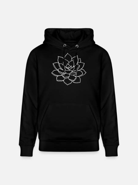 Minimal Line Lotus Bloom - Stanley/Stella CRUISER Unisex Organic Hoodie - black
