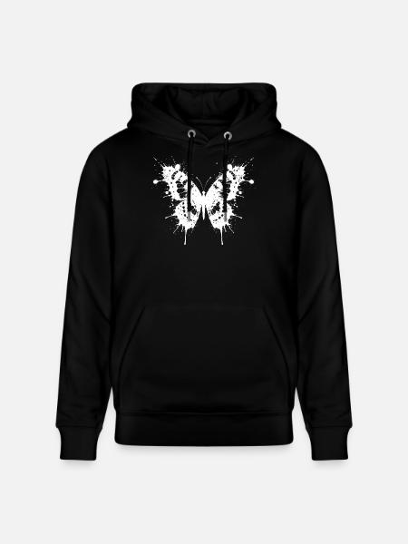 Butterfly in white ink chips - Stanley/Stella CRUISER Unisex Organic Hoodie - black