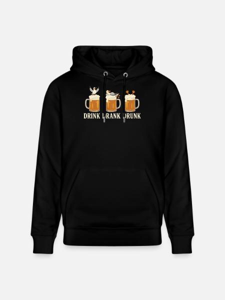 Drink Drank Drunk Beer Seagulls Beach - Stanley/Stella CRUISER Unisex Organic Hoodie - black