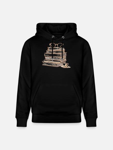 Stack of books with glasses - Stanley/Stella CRUISER Unisex Organic Hoodie - black