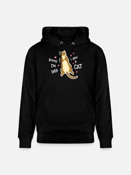 Undskyld, jeg er forsinket, jeg så en kat - Stanley/Stella CRUISER økologisk unisex-hoodie - sort