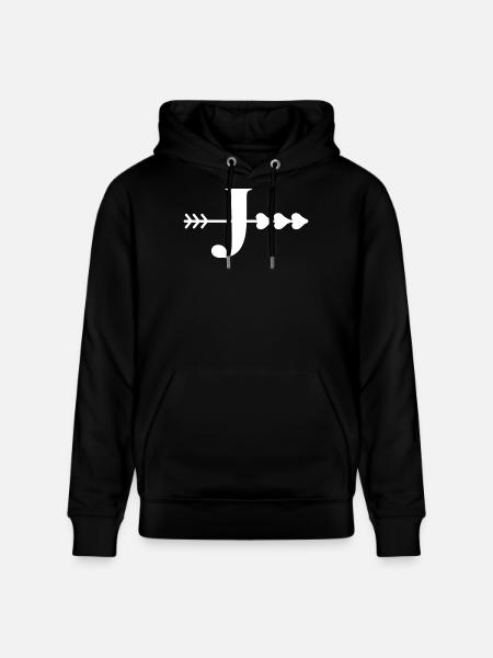 Letter j arrow heart - Stanley/Stella CRUISER Unisex Organic Hoodie - black