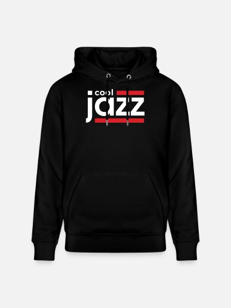 Cool Jazz Logo with Red Bars - Stanley/Stella CRUISER Unisex Organic Hoodie - black