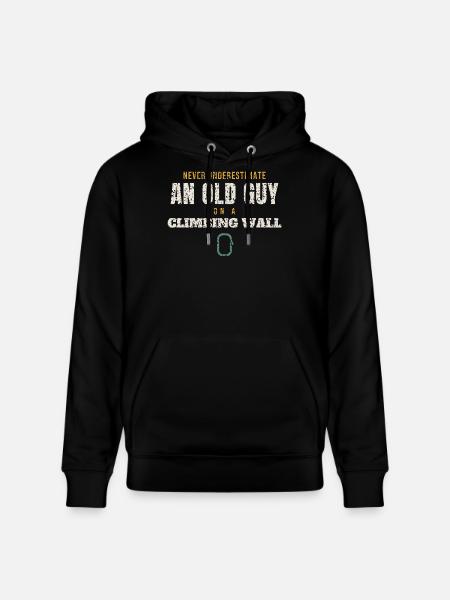 Old Guy On A Climbing Wall - Stanley/Stella CRUISER Unisex Organic Hoodie - black