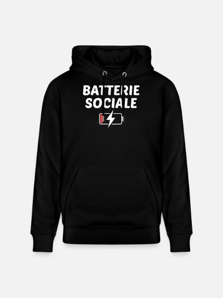 Batterie sociale à 0% - Sweat à capuche bio CRUISER Stanley/Stella Unisexe - noir