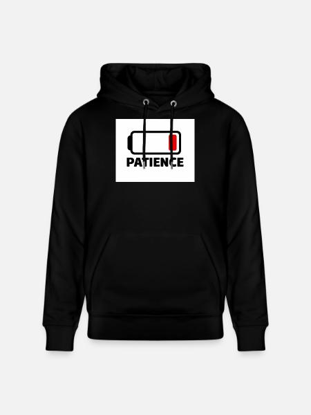 PATIENCE Batterie Icon mit Schrift - Stanley/Stella Unisex Bio-Hoodie CRUISER  - Schwarz