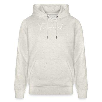 Frederik Name T-Shirt Gift Men - Stanley/Stella CRUISER Unisex Organic Hoodie - heather oatmeal - Front - Alina (178cm) & Michal (187cm)
