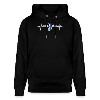 Finnland Camping Camper Finland Design - Stanley/Stella Unisex Bio-Hoodie CRUISER  - Schwarz - Vorne - Alina (178cm) & Michal (187cm)