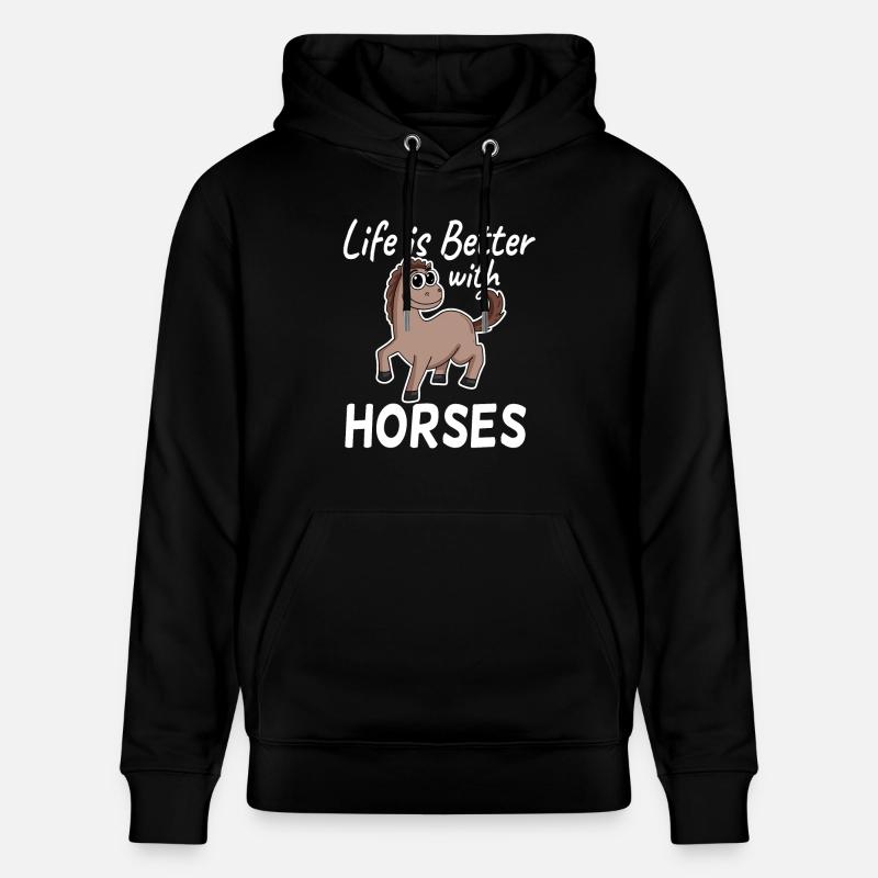 Pferd Spruch Pferde Mädchen - Stanley/Stella Unisex Bio-Hoodie CRUISER  - Schwarz