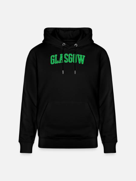 Glasgow College Style Green Block Font - Stanley/Stella CRUISER Unisex Organic Hoodie - black