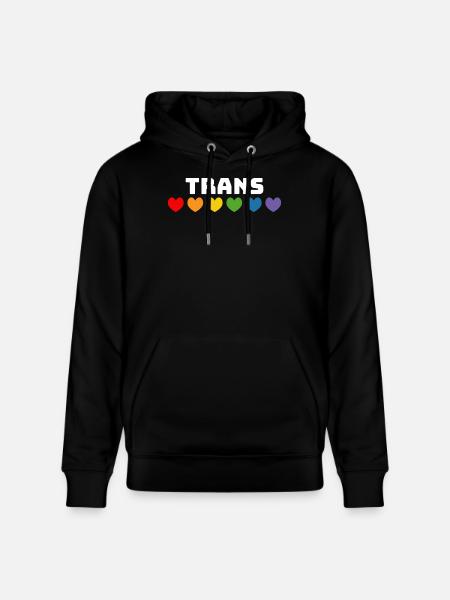 Regenbogenherzchen Trans weiss - Stanley/Stella Unisex Bio-Hoodie CRUISER - Schwarz
