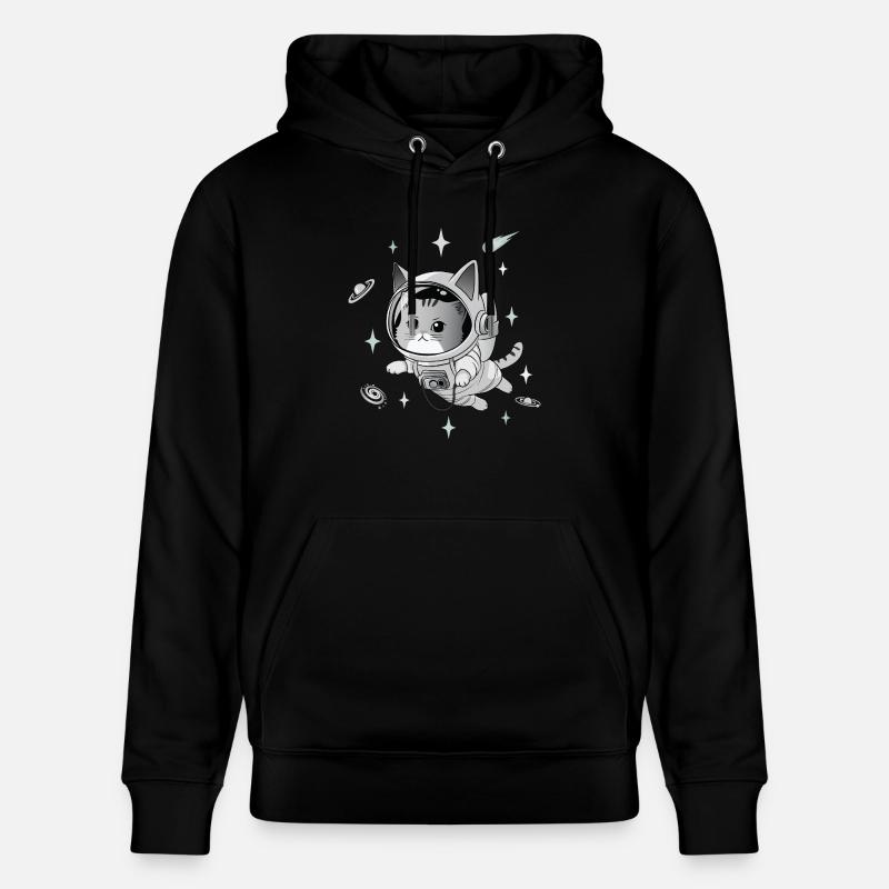 Chat astronaute - Sweat à capuche bio CRUISER Stanley/Stella Unisexe - noir