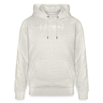 Oldtimer Herzschlag Retro Car - Stanley/Stella Unisex Bio-Hoodie CRUISER  - Beige meliert - Vorne - Alina (178cm) & Michal (187cm)
