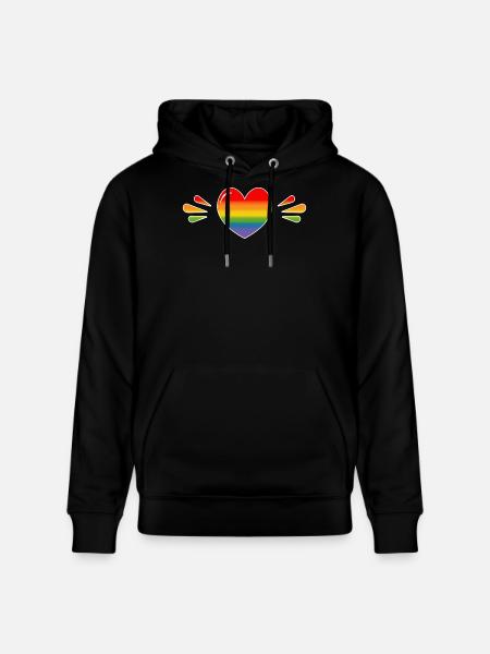 Rainbow Sparkling heart BLACK SHIRT - Stanley/Stella CRUISER Unisex Organic Hoodie - black