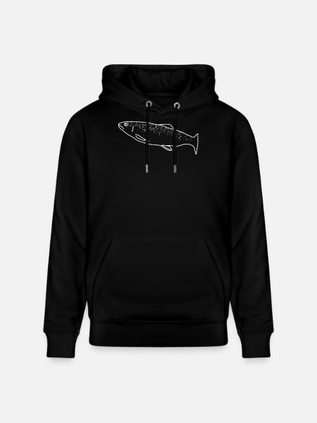 Trout lineart - Stanley/Stella CRUISER Unisex Organic Hoodie - black