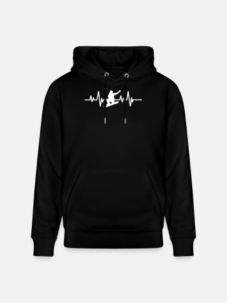 SNOWBOARD HEARTBEAT - Stanley/Stella CRUISER Unisex Organic Hoodie - black