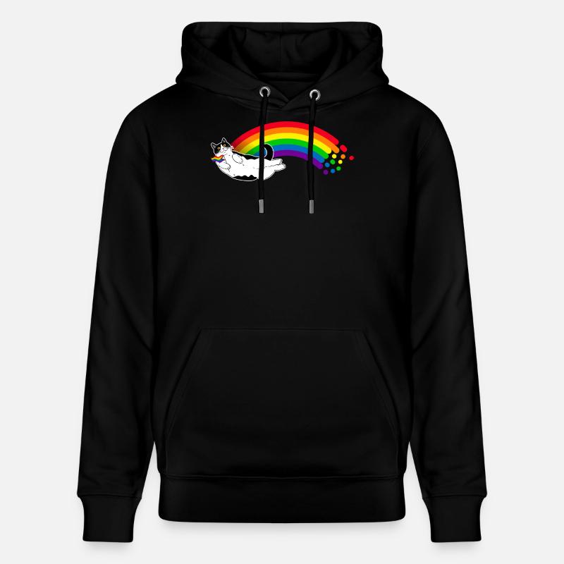 Chat arc-en-ciel - Sweat à capuche bio CRUISER Stanley/Stella Unisexe - noir