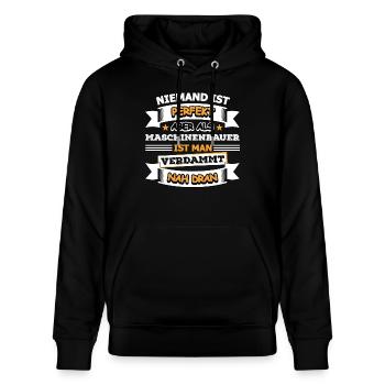 Maschinenbauer - Stanley/Stella Unisex Bio-Hoodie CRUISER  - Schwarz - Vorne - Alina (178cm) & Michal (187cm)
