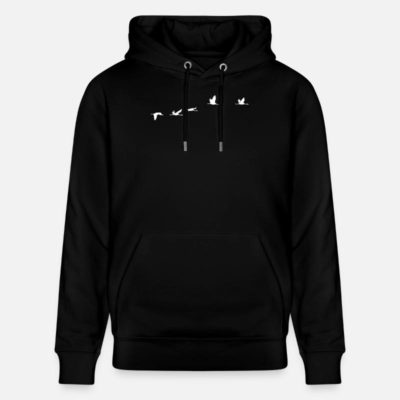 Oiseaux migrateurs blanc grue - Sweat à capuche bio CRUISER Stanley/Stella Unisexe - noir