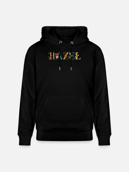 HAZEL Namenskunst mit Blumen gestickt - Stanley/Stella Unisex Bio-Hoodie CRUISER - Schwarz