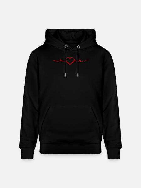 Rødt hjerte Rød Gave Valentinsdag - Stanley/Stella CRUISER økologisk unisex-hoodie - sort