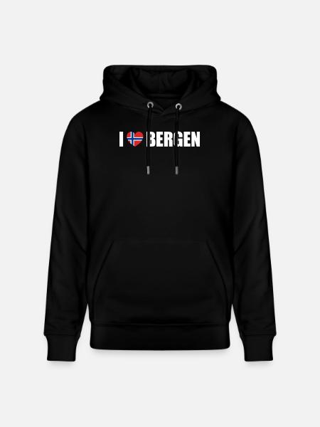 I love Bergen Norway - Stanley/Stella CRUISER Unisex Organic Hoodie - black