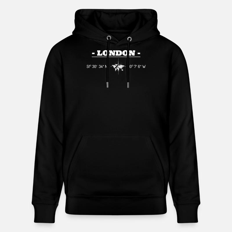 Coordonnées Londres - Sweat à capuche bio CRUISER Stanley/Stella Unisexe - noir