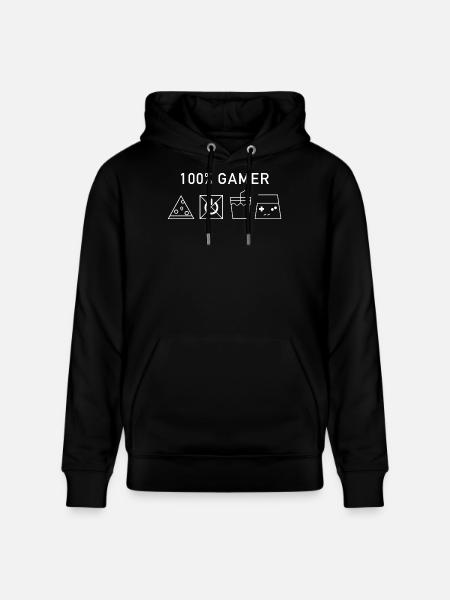 100% Gamer (White Version) - Stanley/Stella CRUISER Unisex Organic Hoodie - black