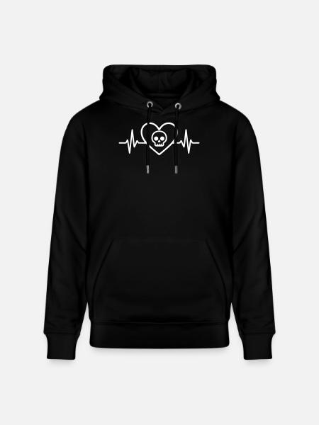 Skull Skull Halloween Heart - Stanley/Stella CRUISER Unisex Organic Hoodie - black