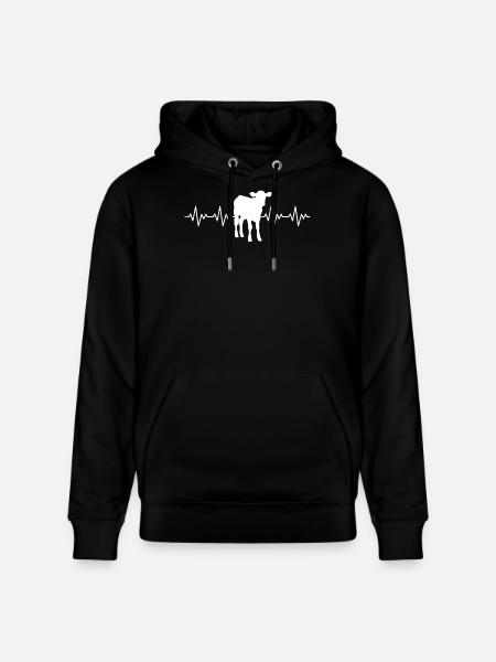 Bauer Kalb EKG Herzschlag - Stanley/Stella Unisex Bio-Hoodie CRUISER  - Schwarz