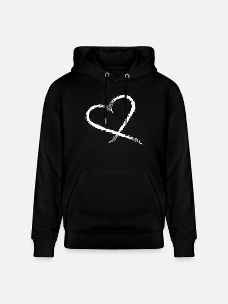 Heart Design Vector White - Stanley/Stella CRUISER Unisex Organic Hoodie - black
